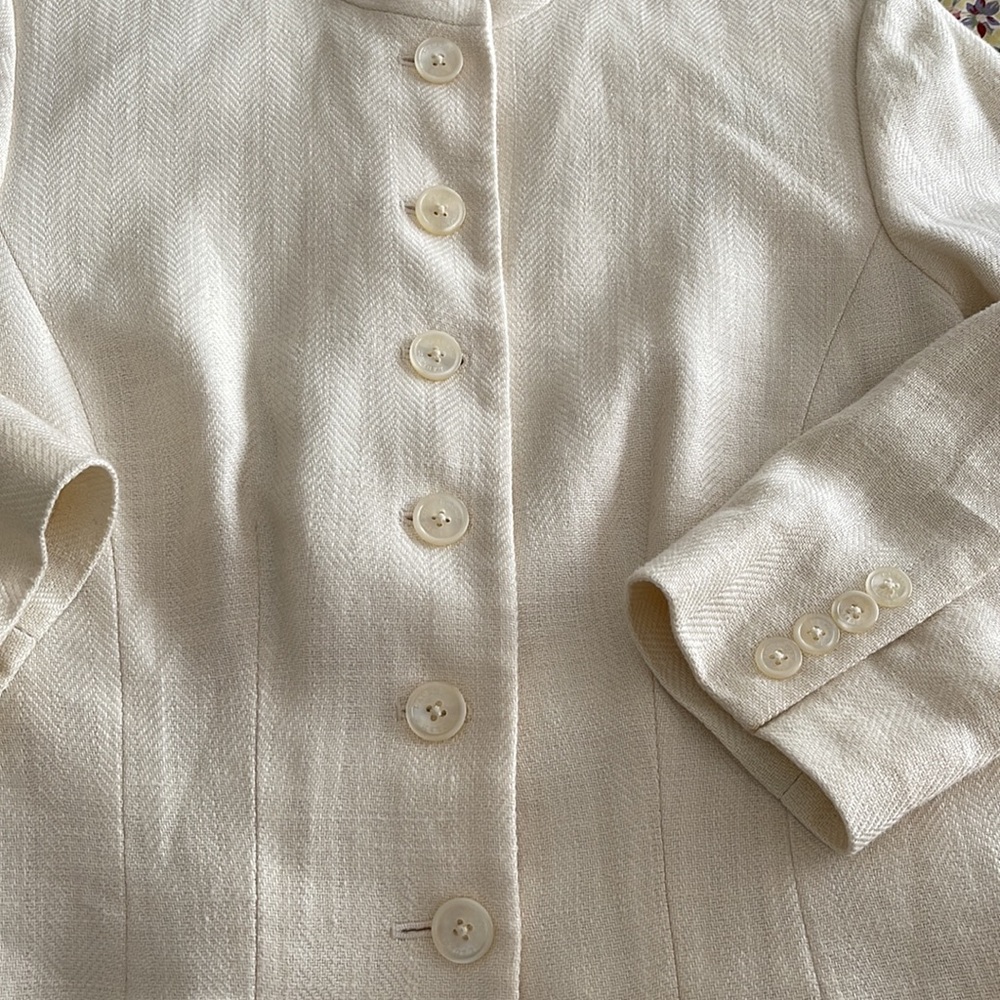 Lauren Ralph Lauren ivory houndstooth linen blazer - Picture 8 of 11